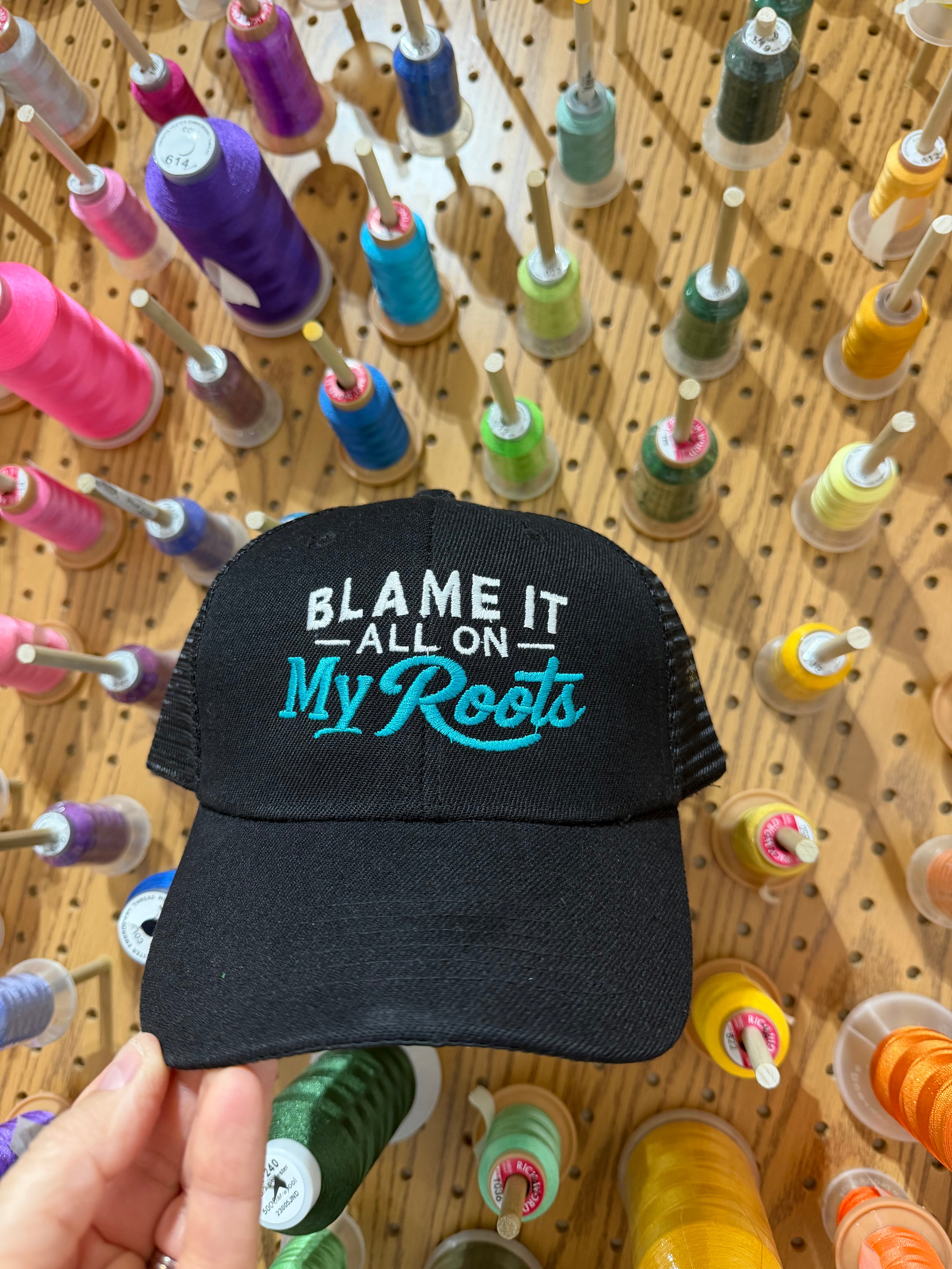 Black trucker hat