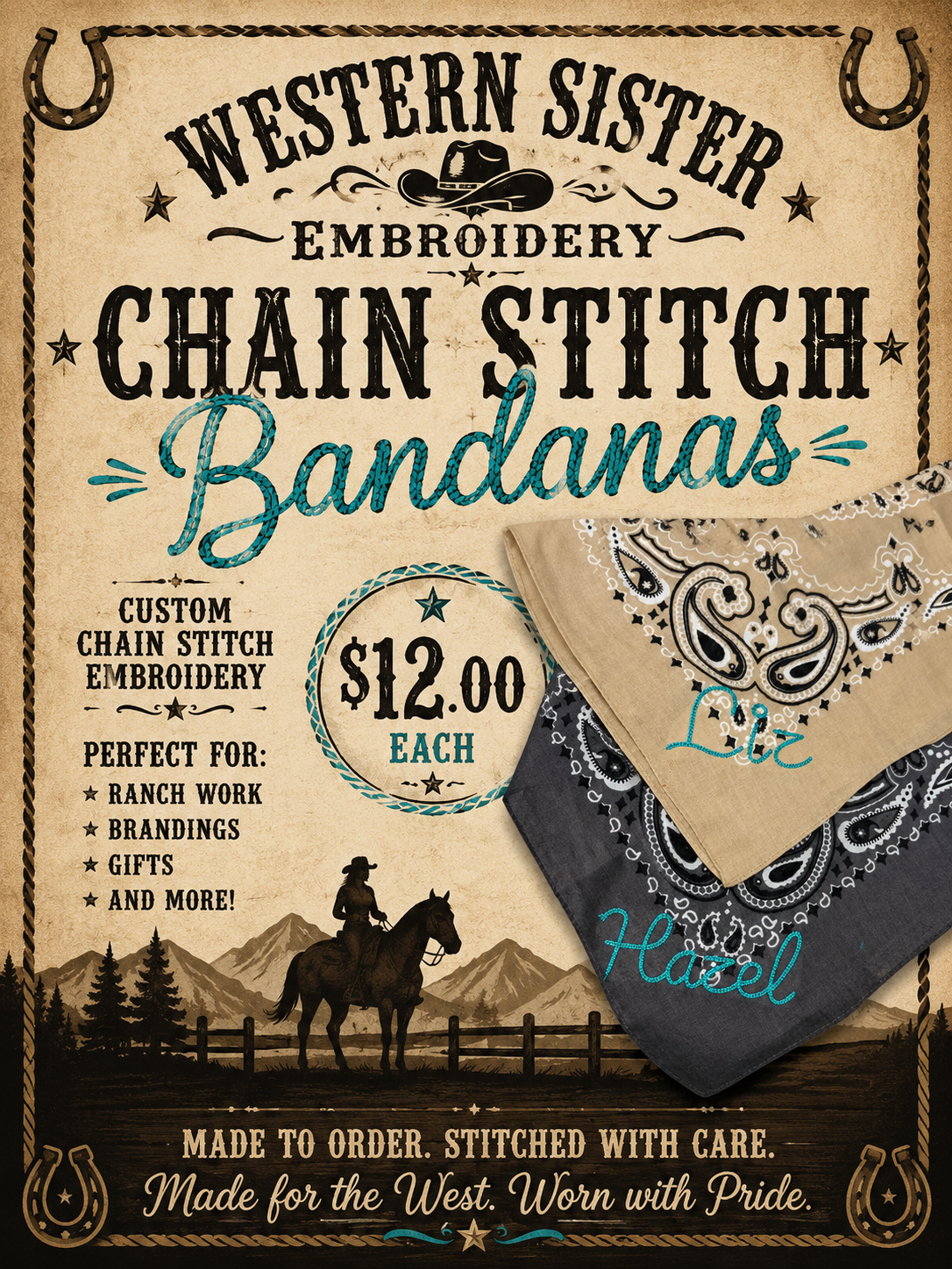 Chain stitch Bandanas