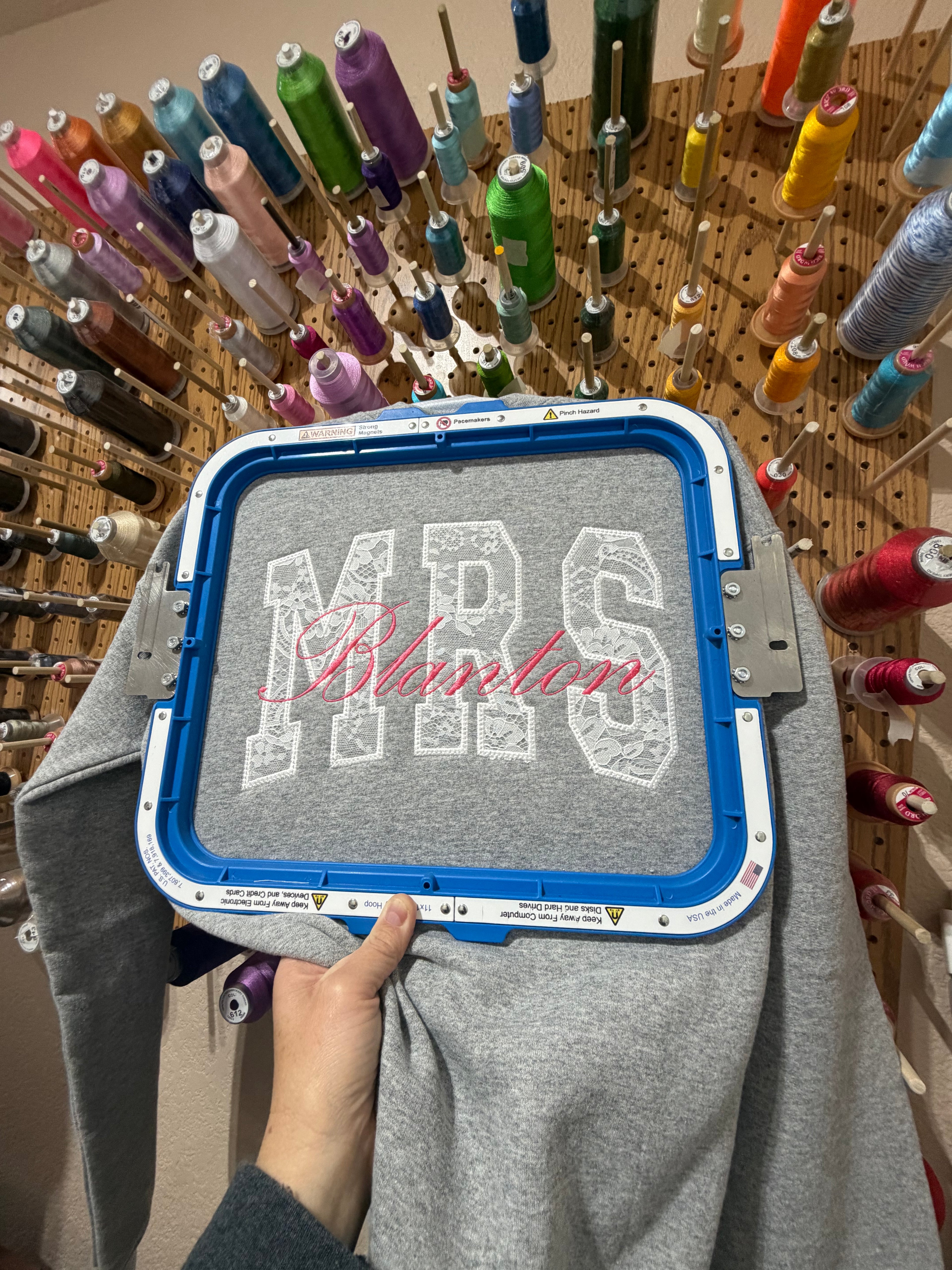 Custom Mrs crewneck with lace