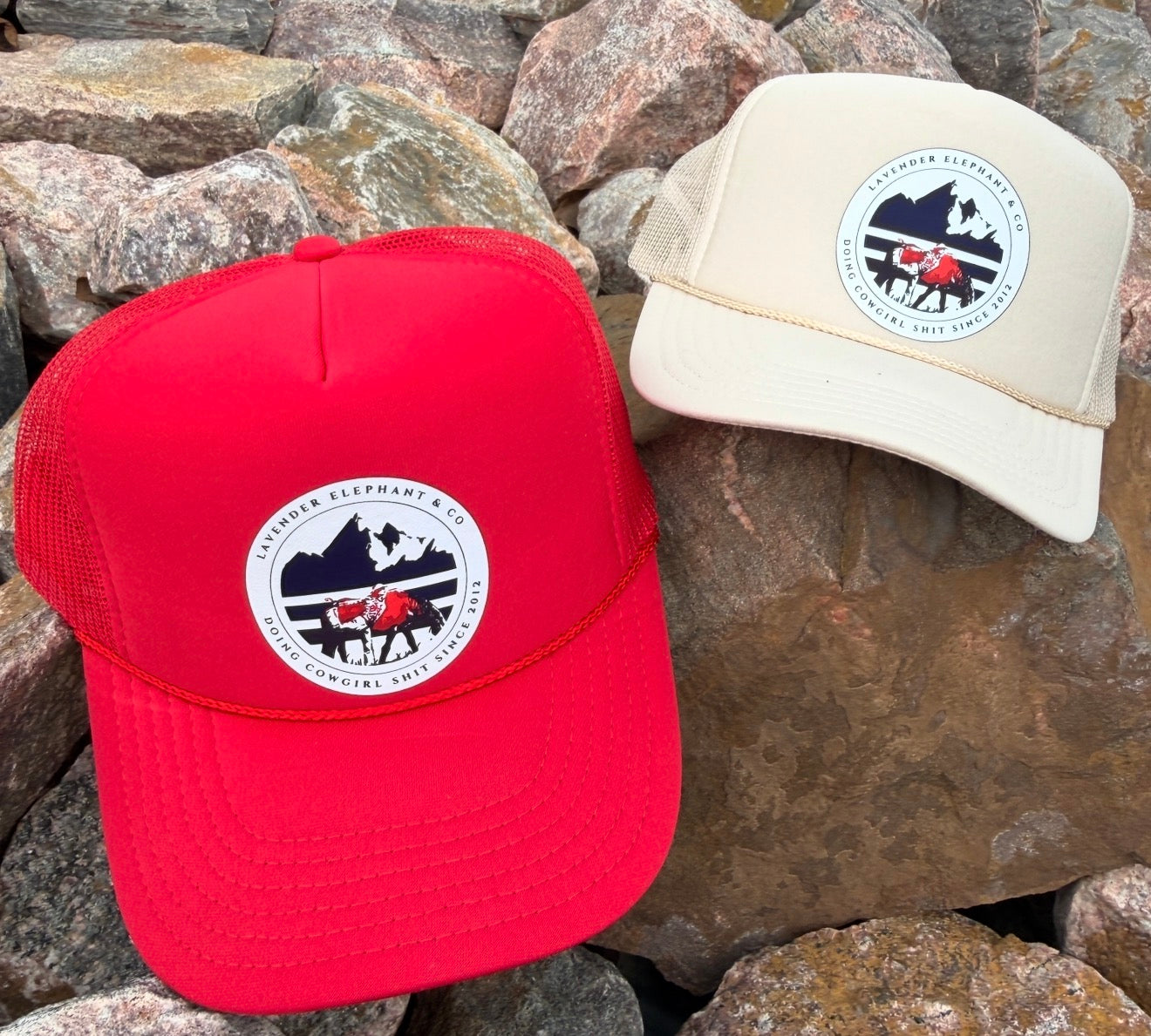 Lavender Elephant yoga horse and mountains logo