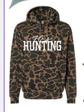 Duck camo He’s Hunting  Embroidered Hoodie