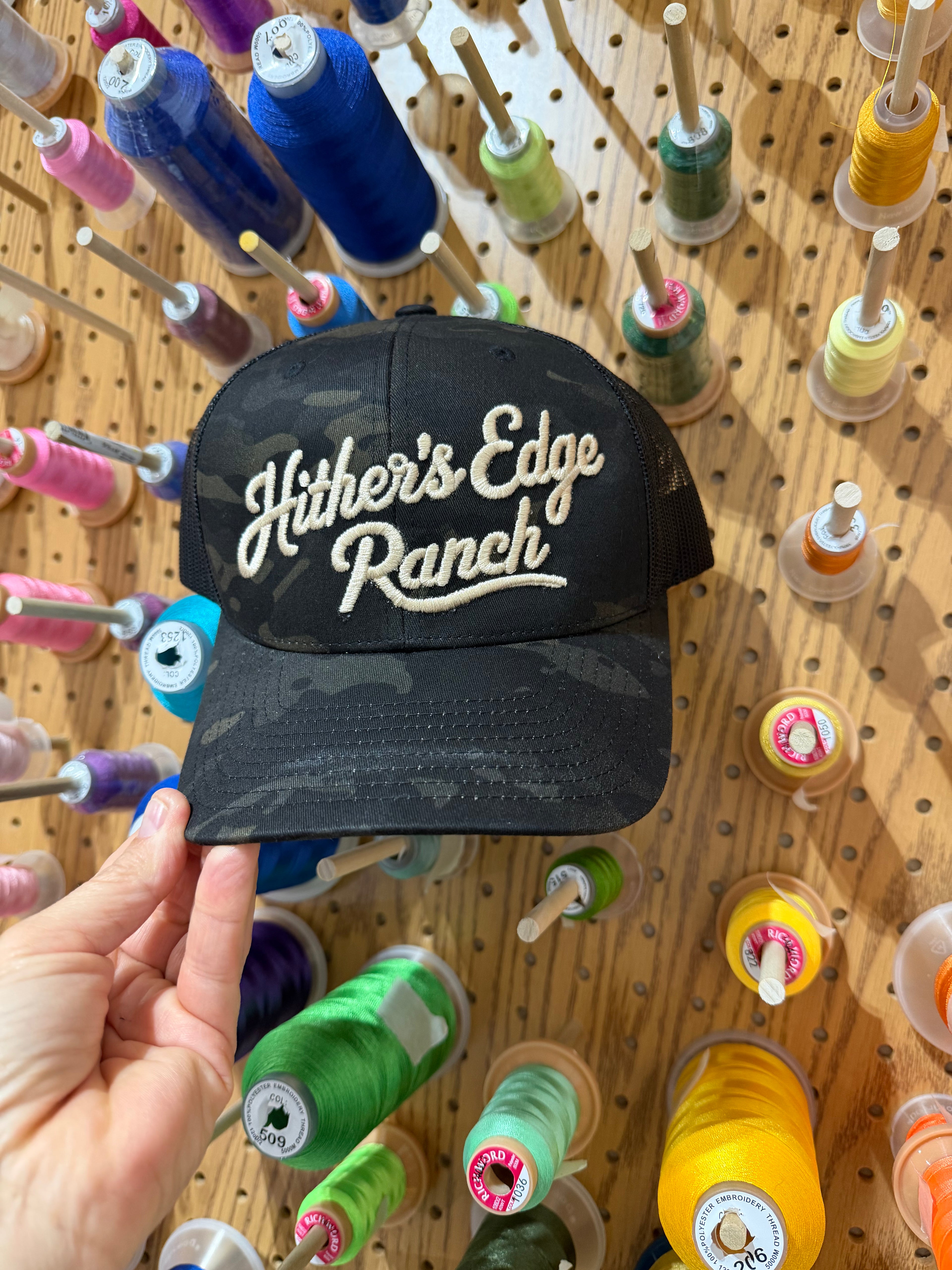 Hither’s Edge Ranch trucker camo hat